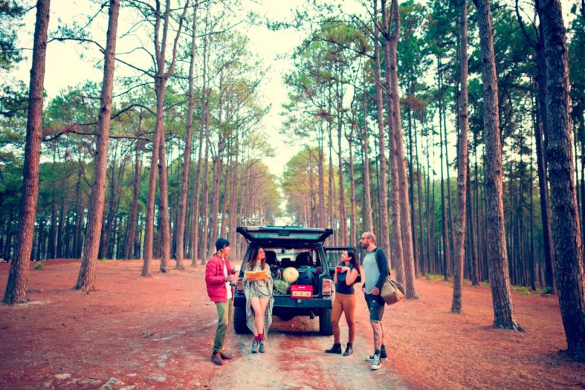 Friends Parked Volvo 4x4 Camper Van Forest